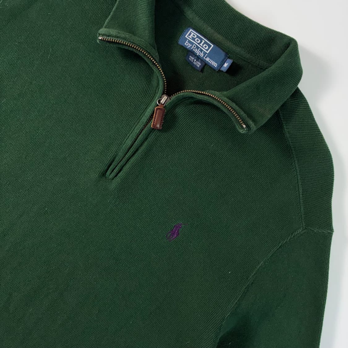 Polo  폴로 랄프로렌 자수 코튼 반집업 그린 니트 상품이미지3