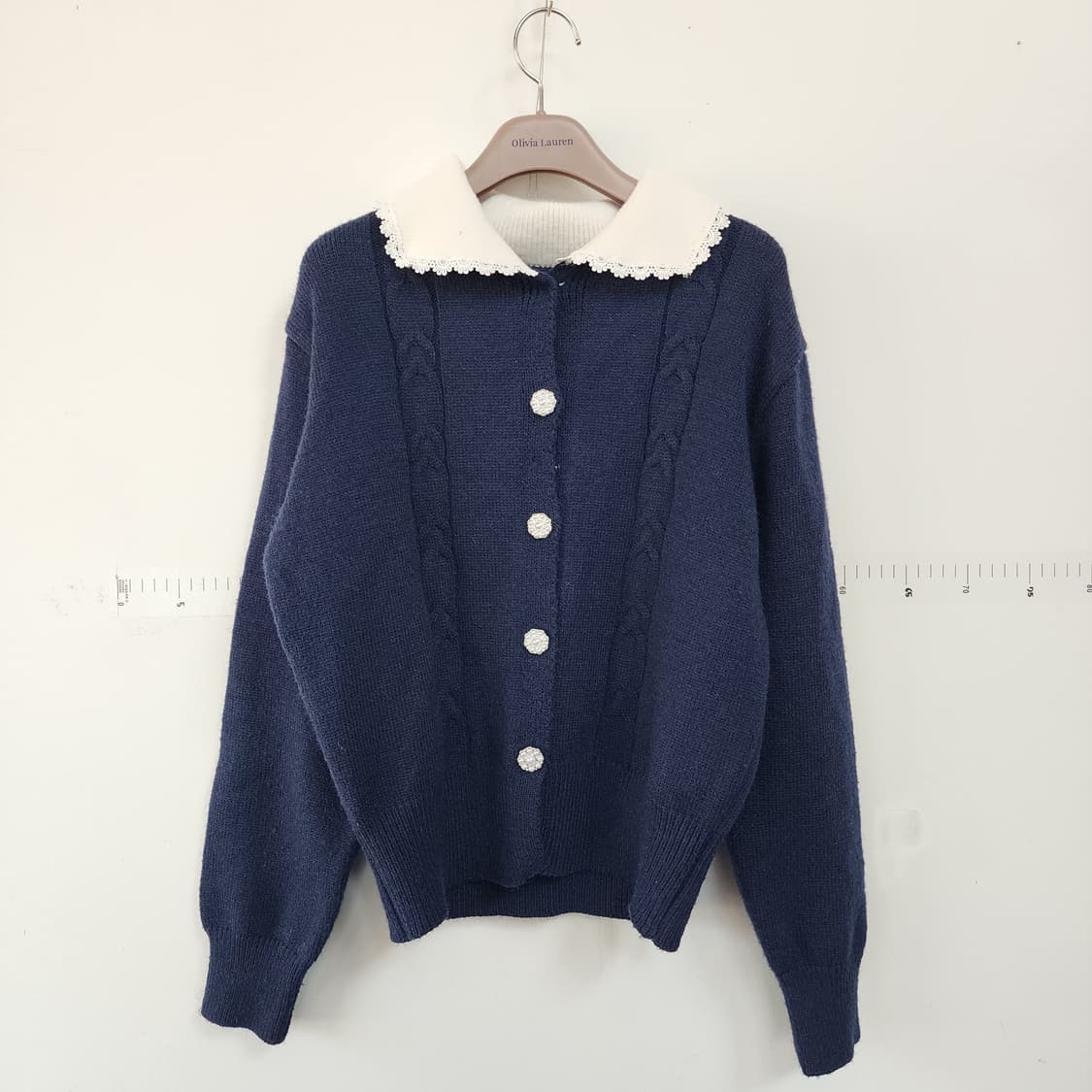명품 네이비 레이스 카라 가디건 상품이미지1