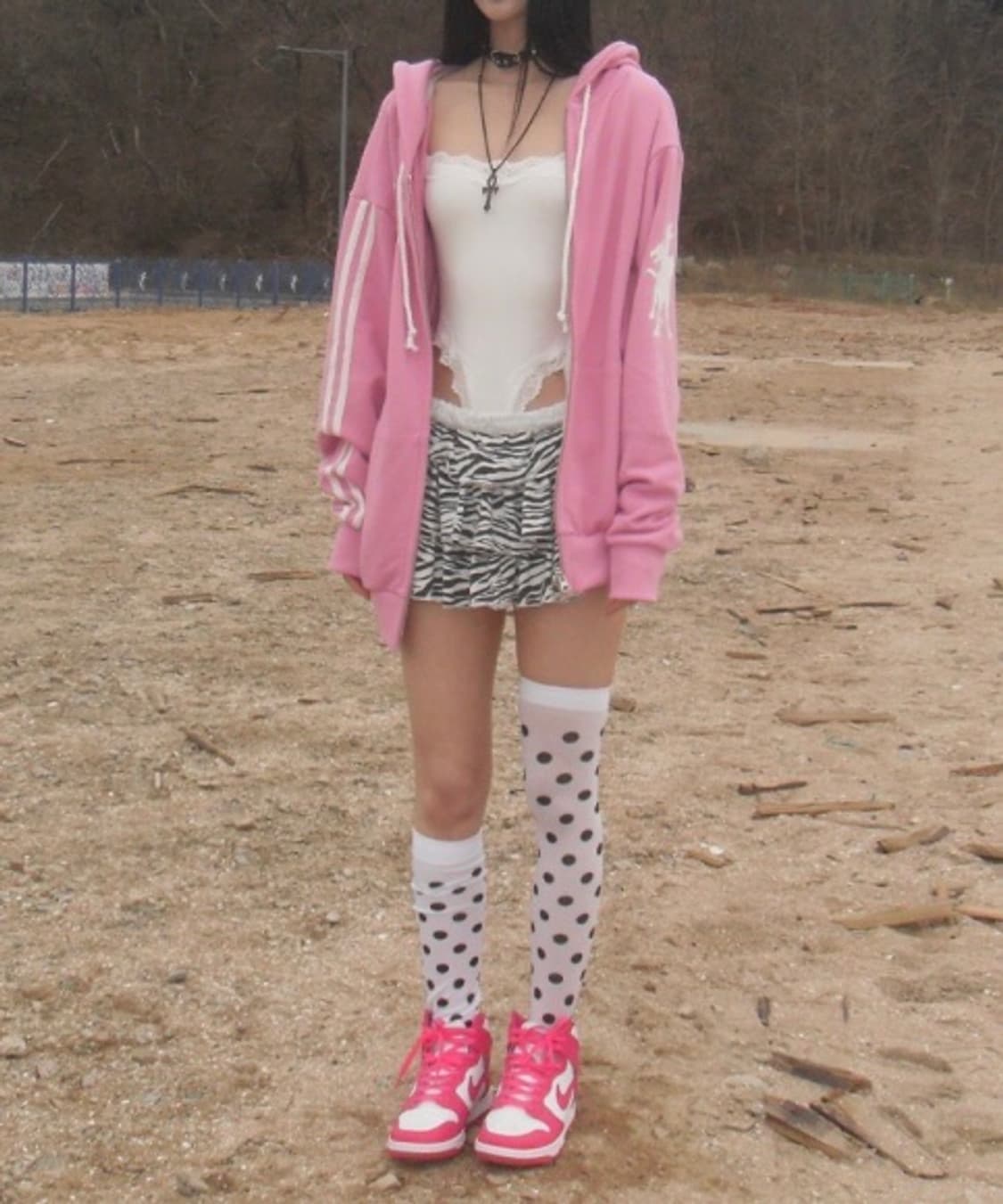 (새제품) Y13 PINK TAPE GRAPHIC HOOD ZIP UP 상품이미지3