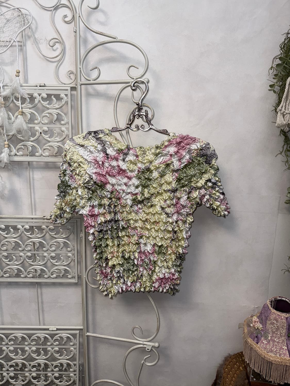 Mute floral wrinkle pleats half blouse 상품이미지3