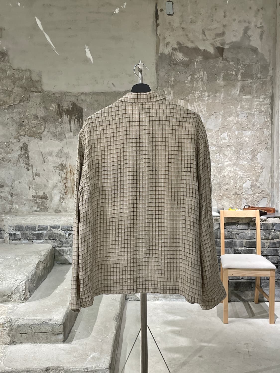 아워레가시 로우 포테이토 옐로우 체크 박스 린넨 셔츠 상품이미지6