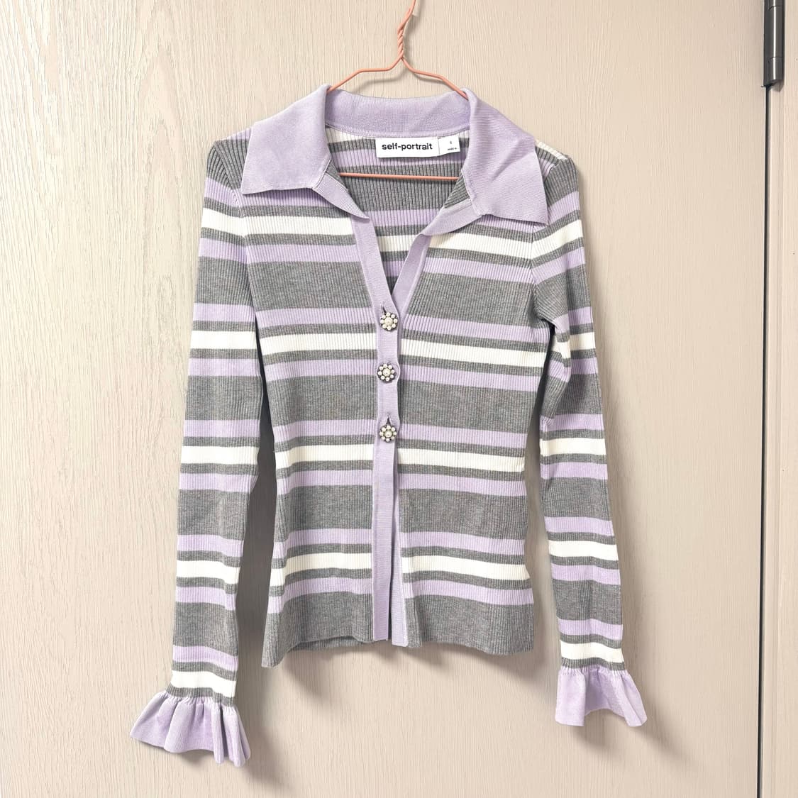 (s) 셀프포트레이트 스트라이프 니트 탑 상품이미지3