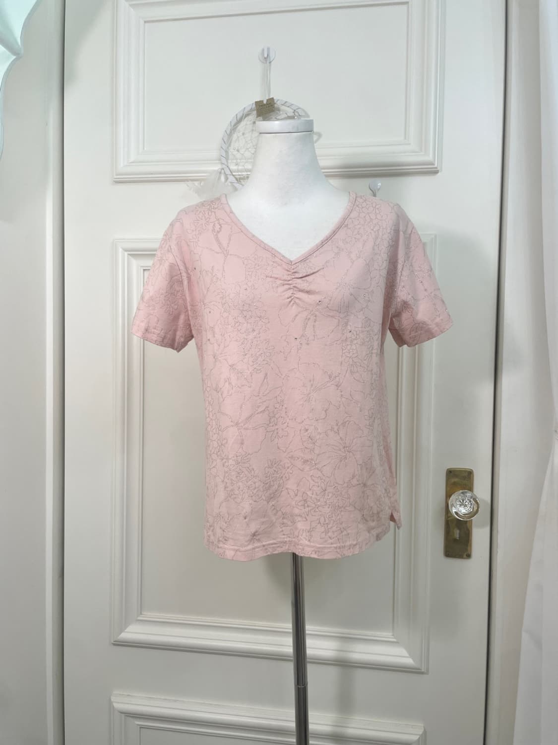 pink glitter line flower cubic half top 상품이미지1
