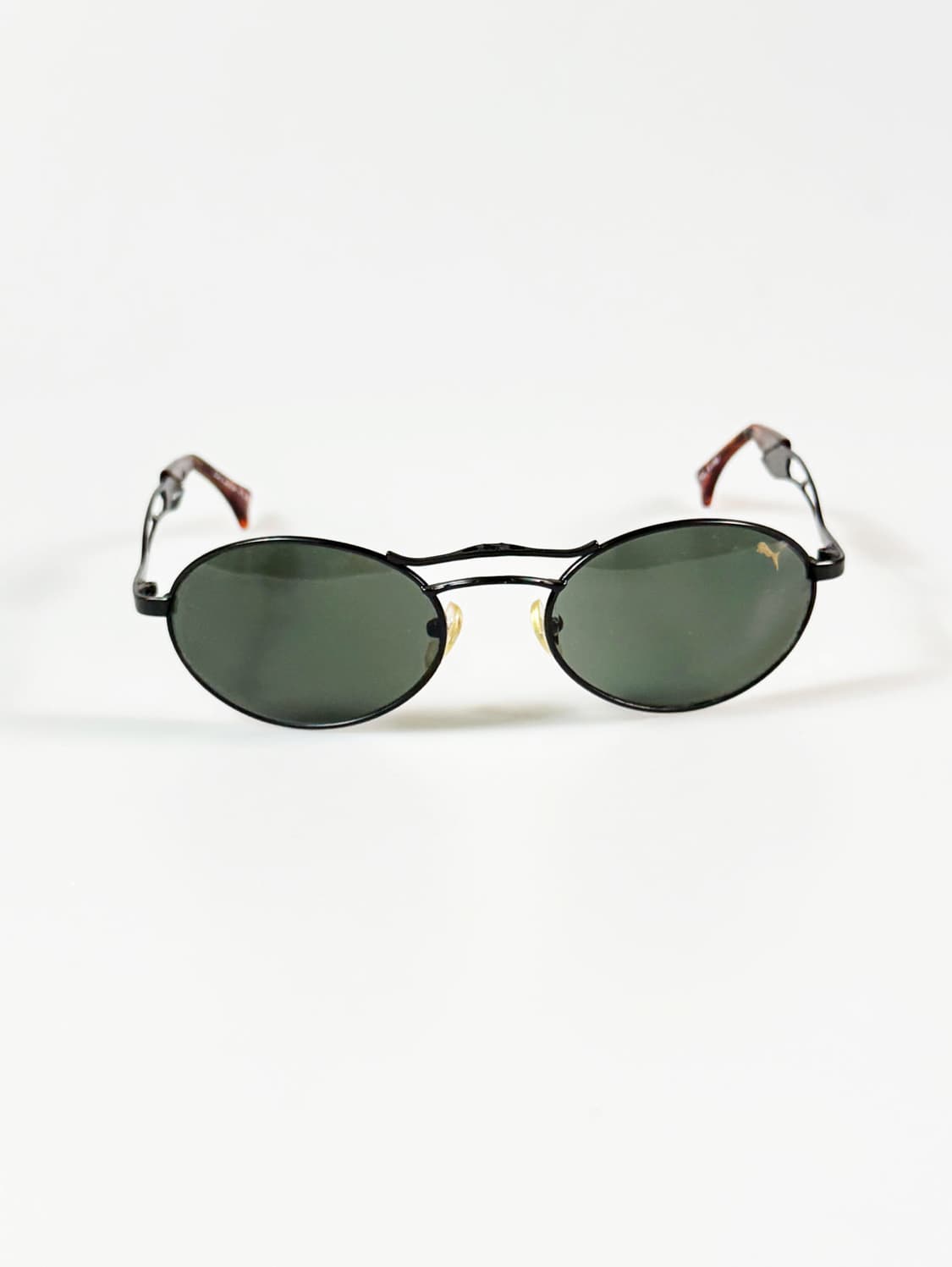 90s PUMA 블랙 슬림 오벌 더블 브릿지 빈티지 선글라스 상품이미지1