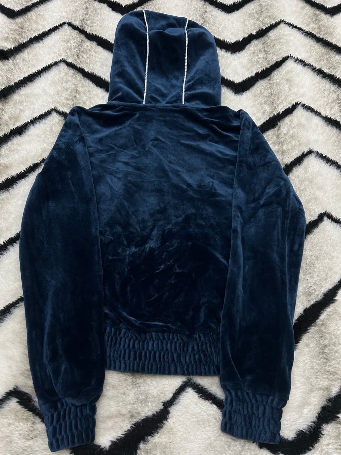 [S]Fubu 글리터 큐빅 벨루어 크롭 후드집업/짙은네이비 상품이미지4