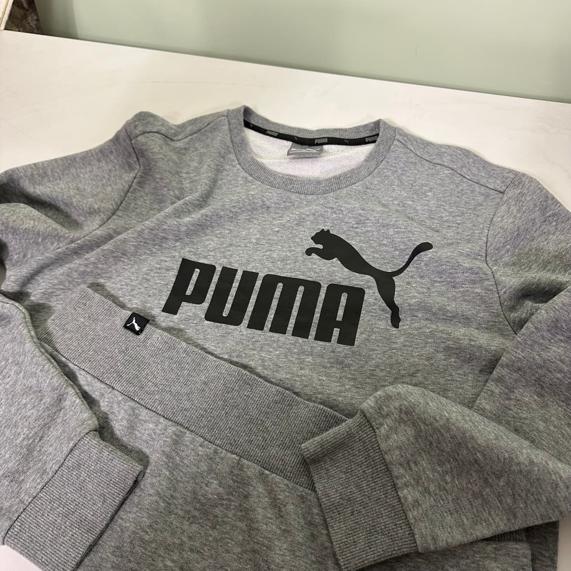 M 푸마 진그레이 프린팅 빅로고 코튼 맨투맨 상품이미지1