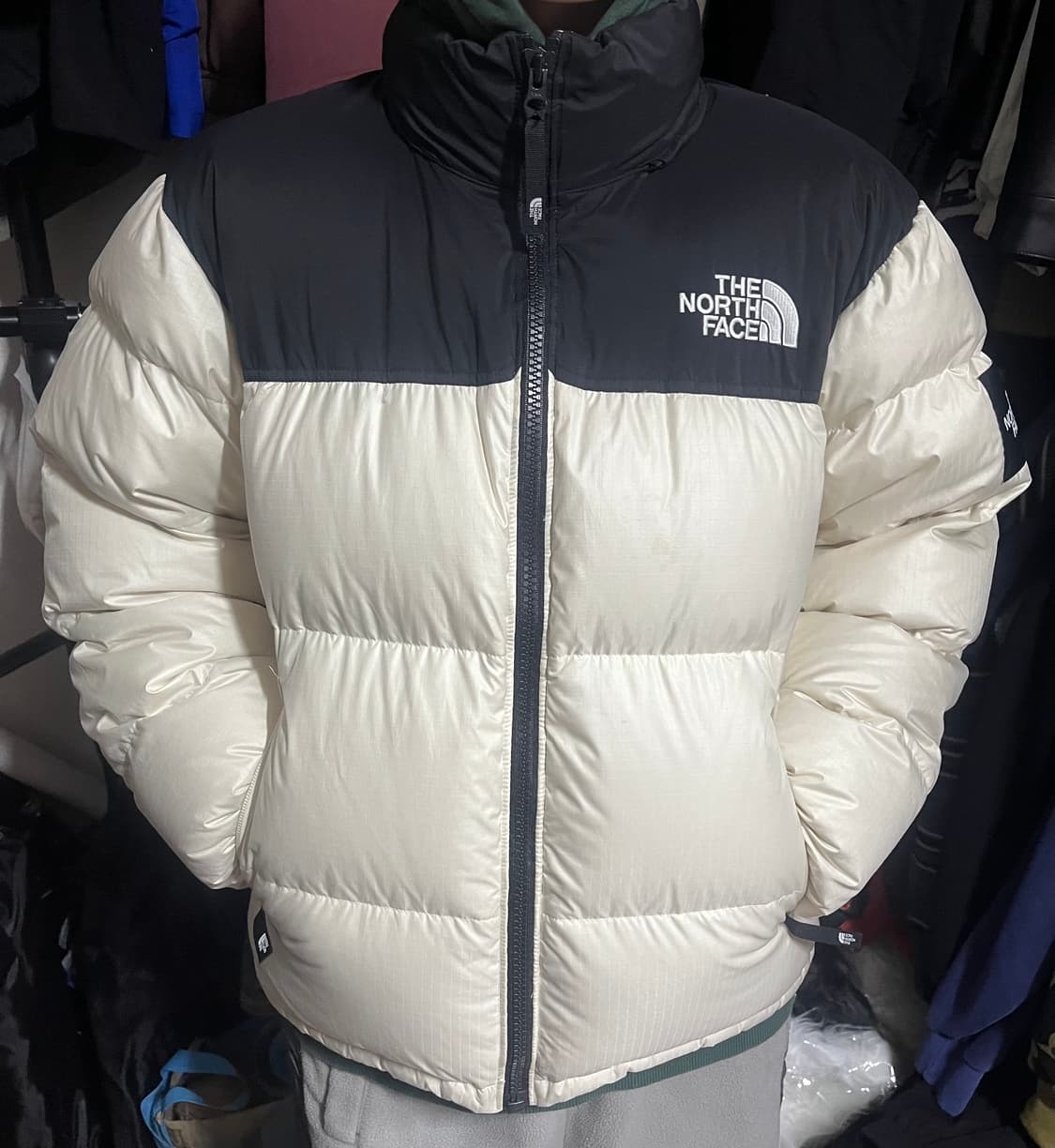 노스페이스 화이트 라벨 눕시 다운 자켓 베이지 크림 색상 M 상품이미지1