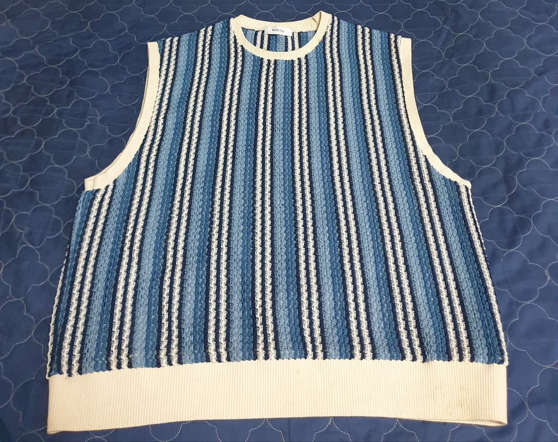 (ss시즌) MINETTE 트위드 스트라이프 베스트 블루 (F) 상품이미지1