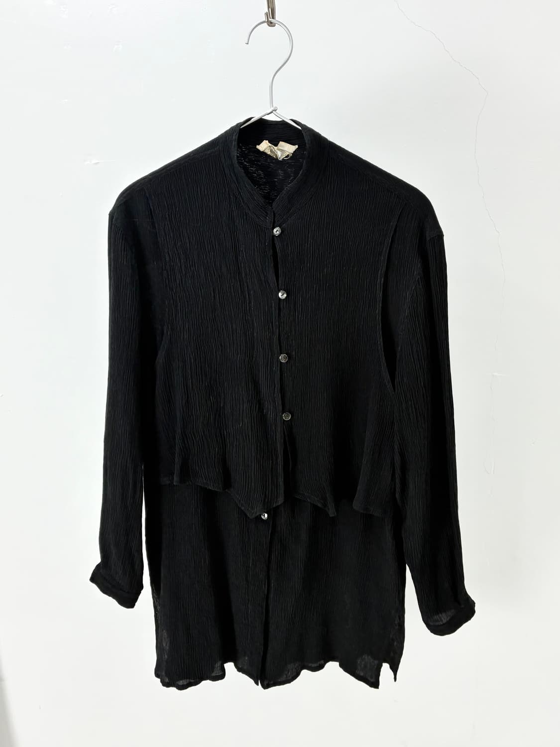 Black slik layered blouse 상품이미지1