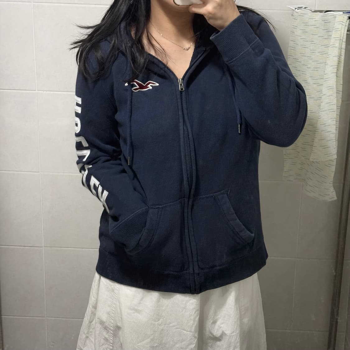 유일매물) 홀리스터 스펠아웃 네이비 후드집업 상품이미지1