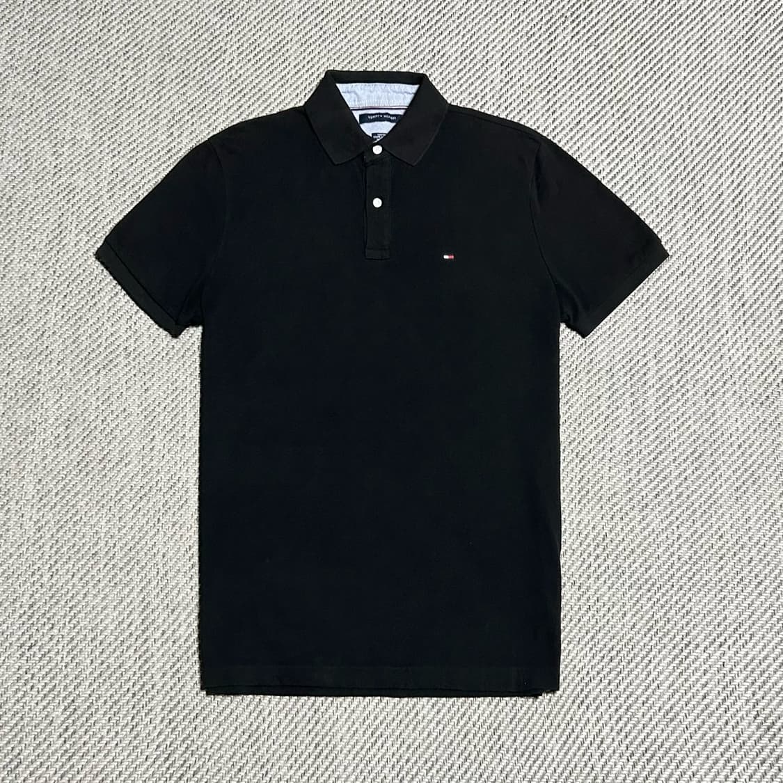 [L] Tommy 타미힐피거 베이직 블랙 코튼 반팔 카라티 상품이미지1