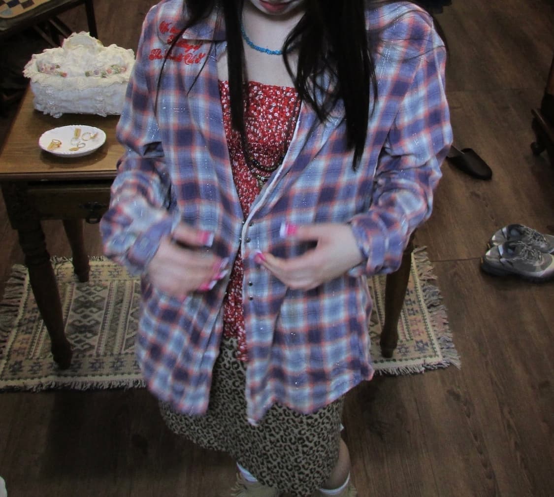 jpn vintage Grunge Check Shirt 상품이미지1