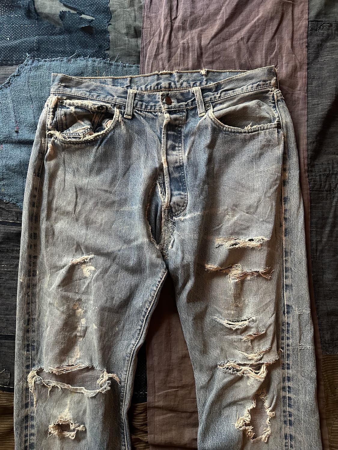 70s Levis 501 66전기 Distressed Denim Pant 상품이미지2