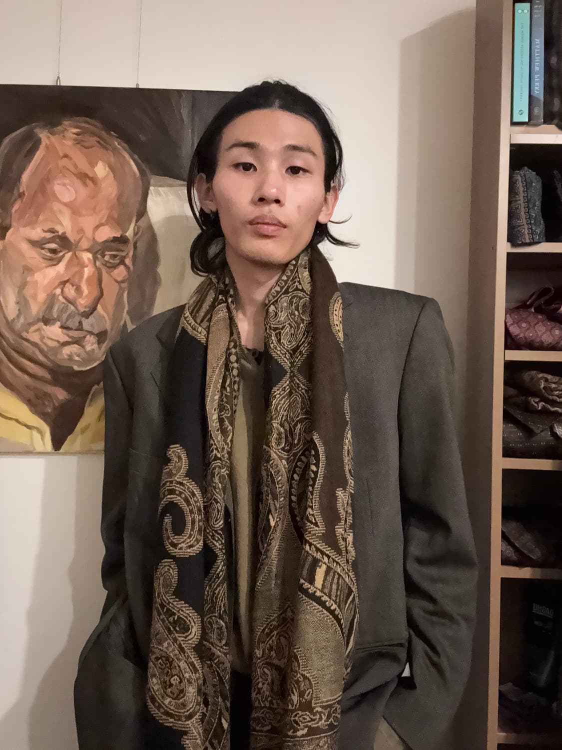 브라운 페이즐리 머플러 상품이미지4