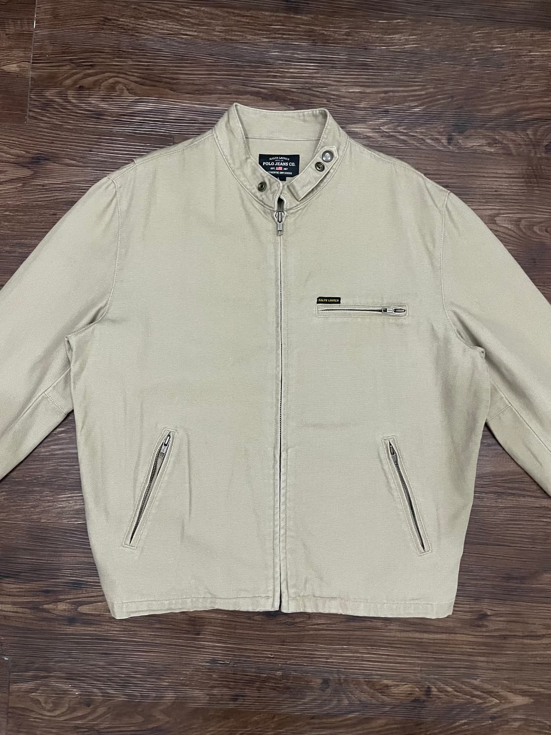 폴로 캔버스 코튼 바이커 자켓 베이지 상품이미지3