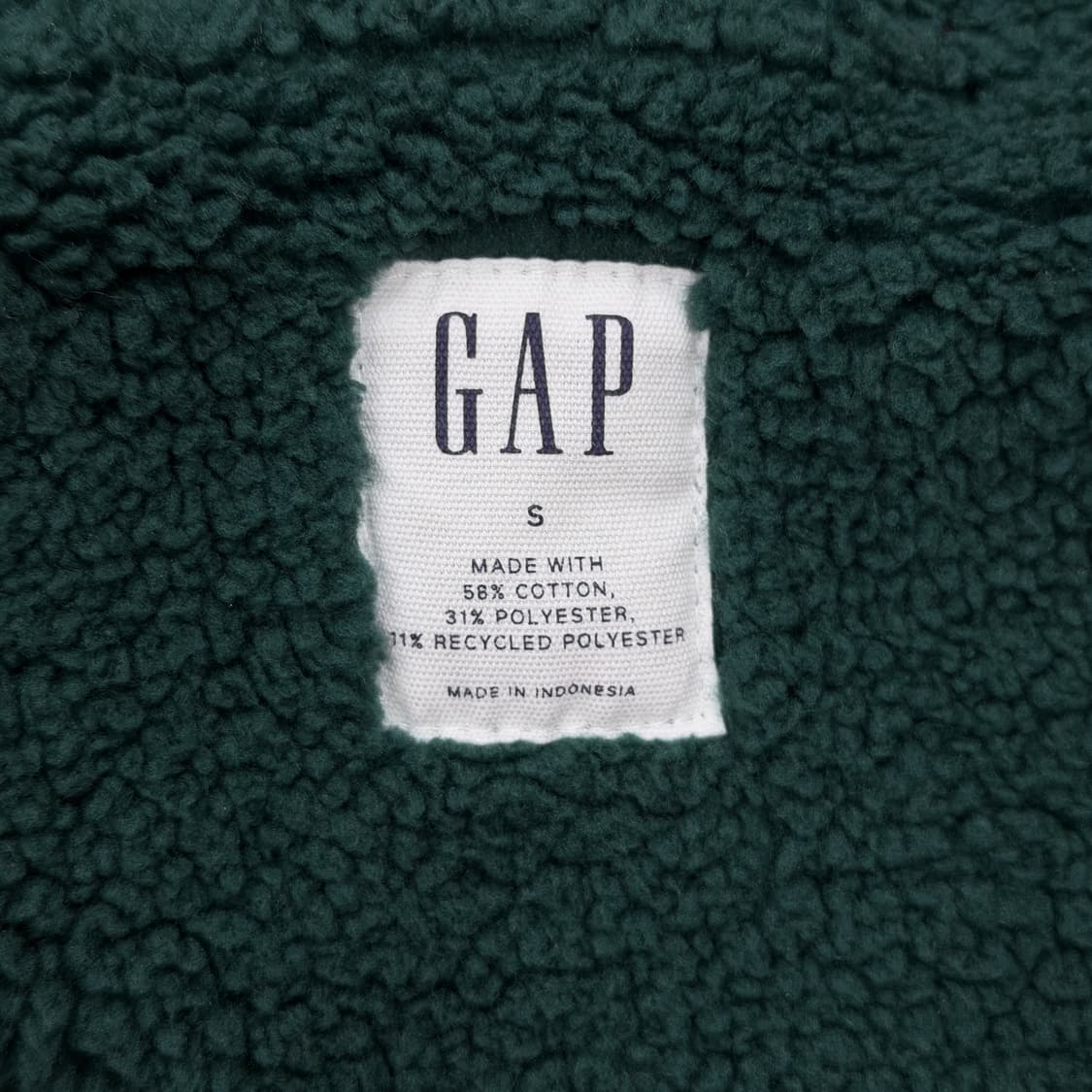 GAP 빈티지 스펠로고 보아털 후드집업 자켓 그린 S 상품이미지5