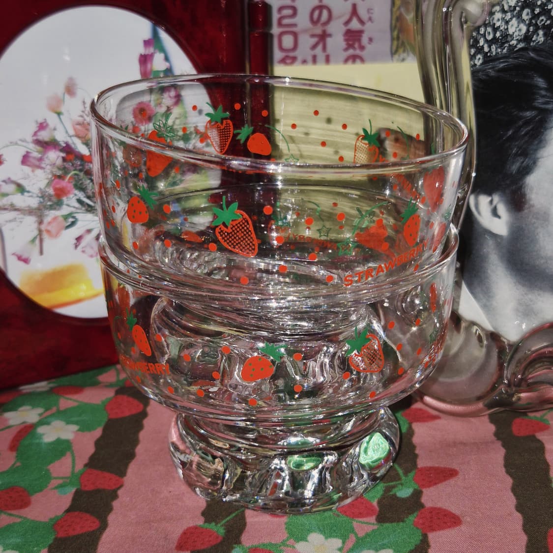 80s 아데리아 레트로 딸기 스타 디저트 잔 1p 상품이미지5