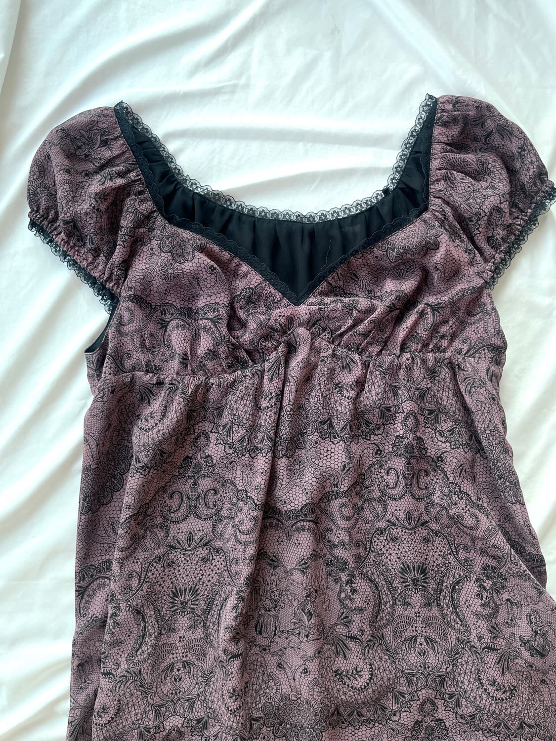 히스테릭 글래머 페이즐리 레이스 고딕 해골 프릴 시폰 원피스 드레스 상품이미지7