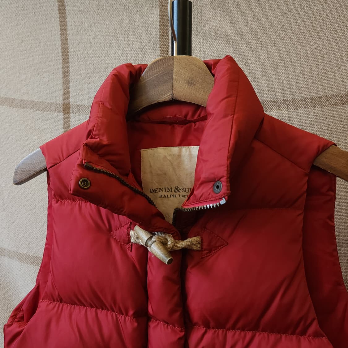 폴로 패딩 조끼 데님앤서플라이 패딩 베스트 더플 버튼 레드 xs 상품이미지4