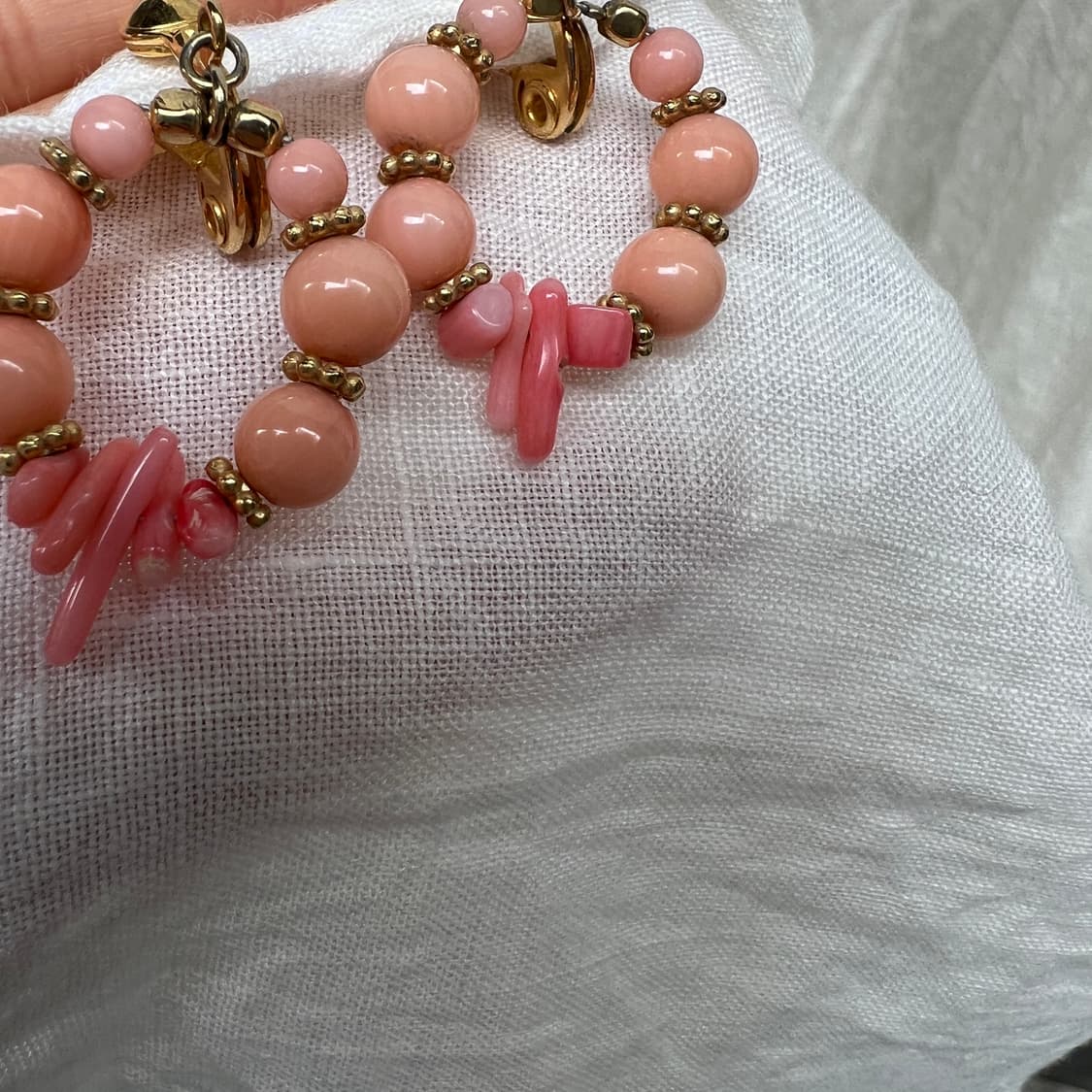 핑크 산호석 클립온 귀걸이 상품이미지3