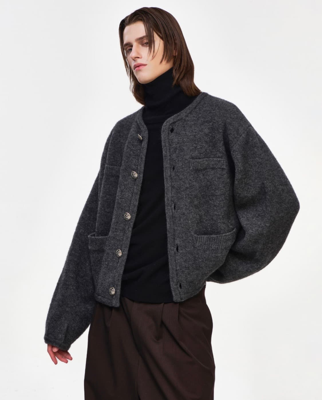 송지오 컬렉션 라운드넥 니트 자켓 상품이미지4