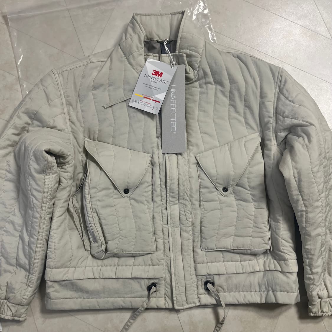 새상품(M)언어펙티드 퀄팅 블루종 자켓 라이트그레이 상품이미지2