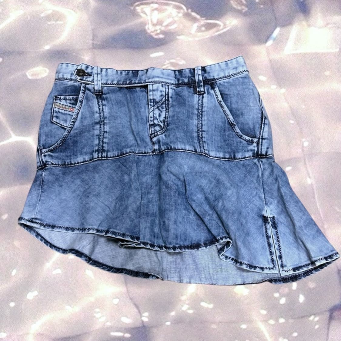 디젤 언발란스 워싱 청 데님 스커트 28 상품이미지3