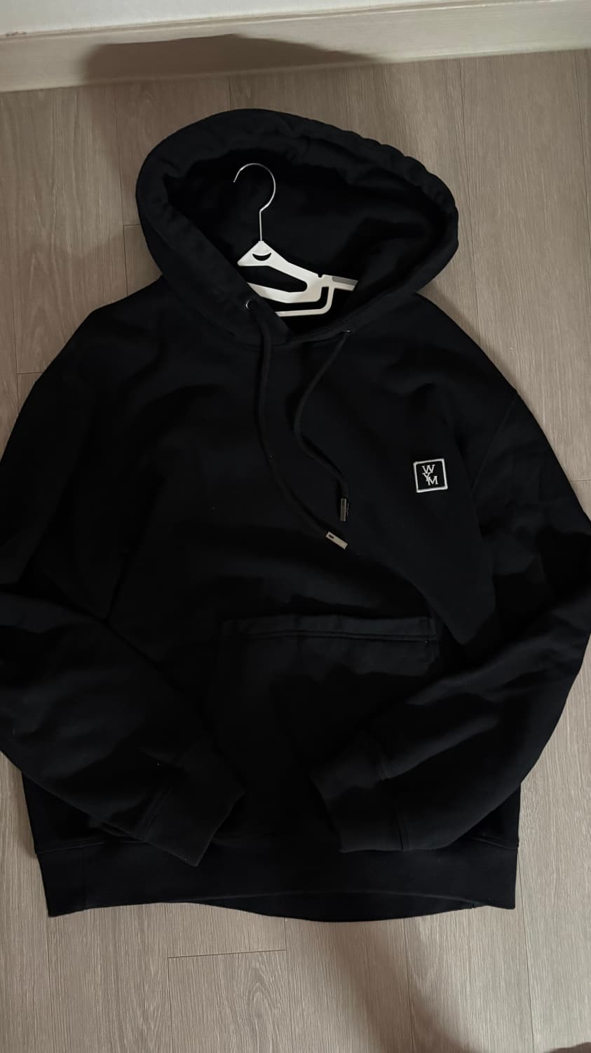 우영미 백로고 후드티 블랙 48 황금 사이즈 상품이미지1