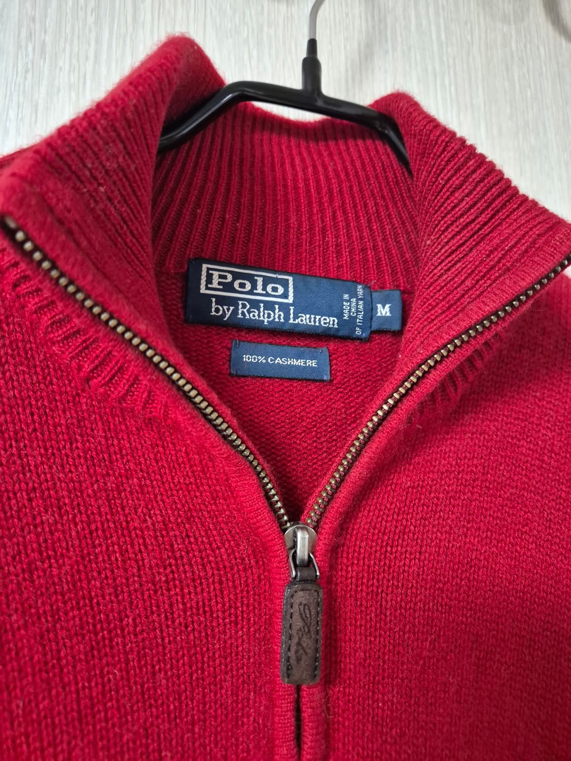 폴로 랄프로렌 캐시미어100프로 하프집업 레드 M 상품이미지3