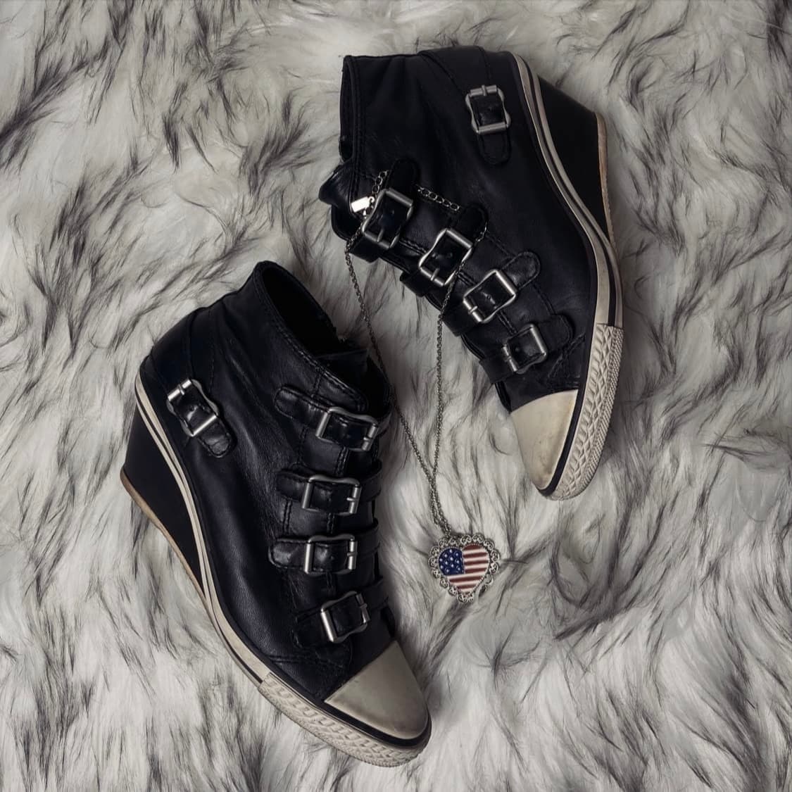 Ash 아쉬 웨지힐 스니커즈 가죽 블랙 상품이미지1