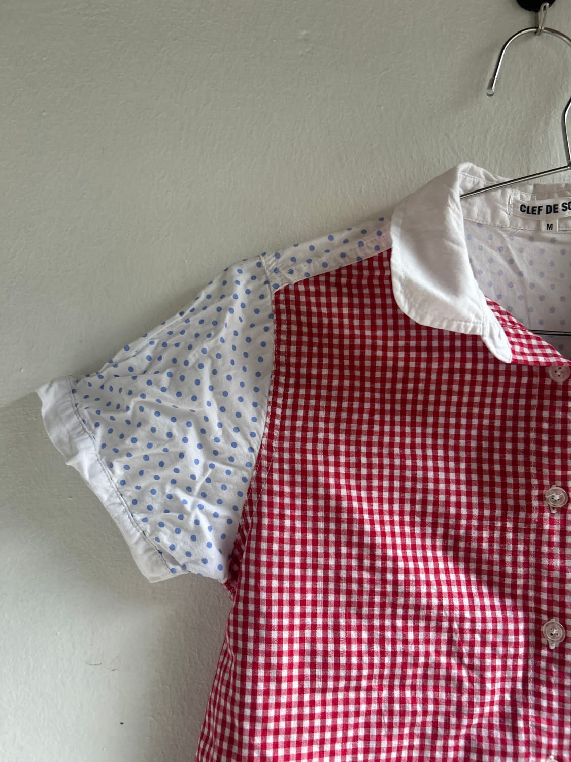 땡땡이 패치워크 셔츠 상품이미지2