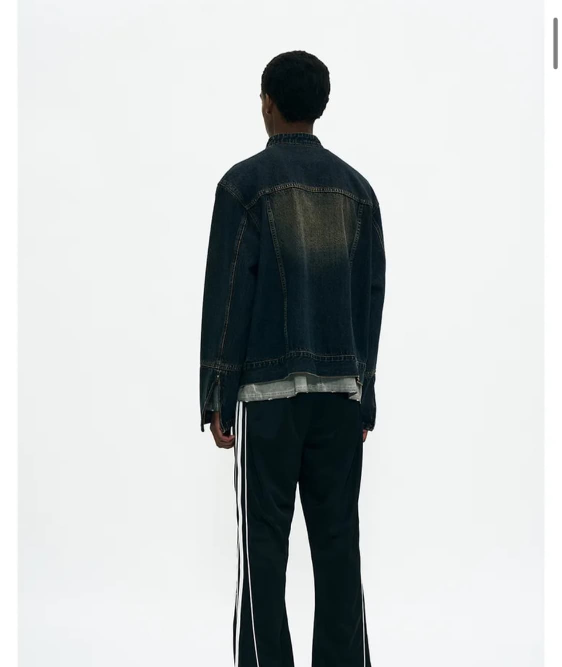 페이드 워싱 데님 바이커 자켓 인디고 상품이미지3