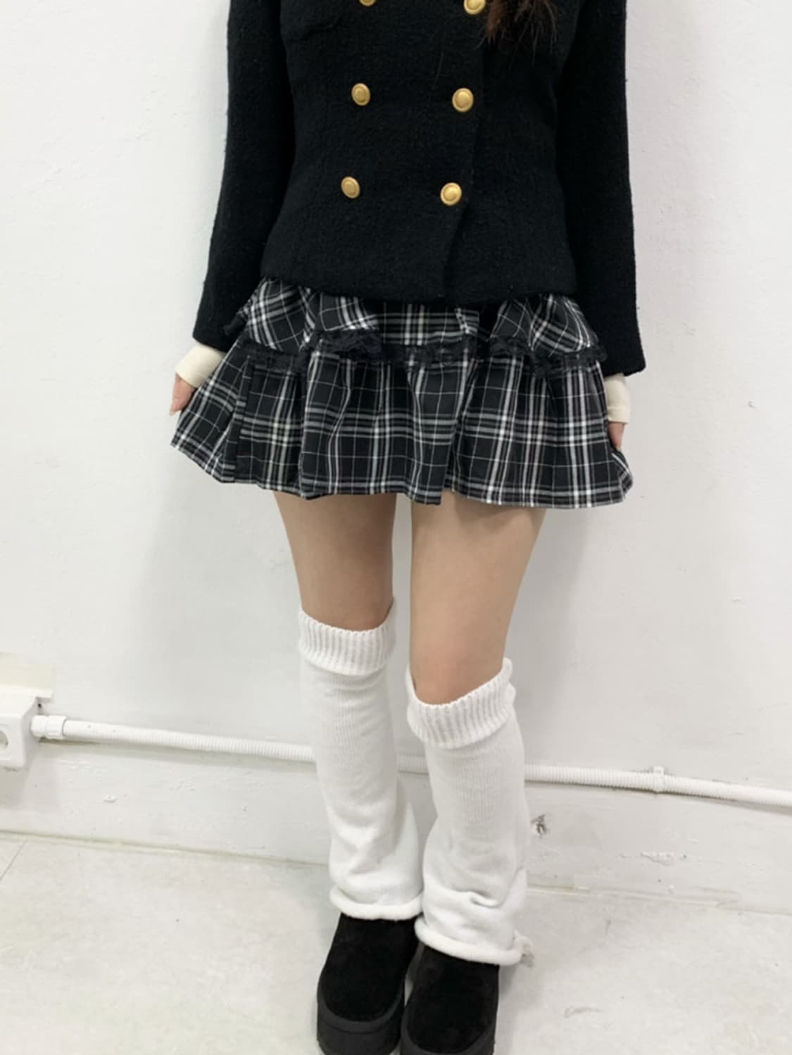프레피 룩 체크 프릴 스커트 상품이미지1