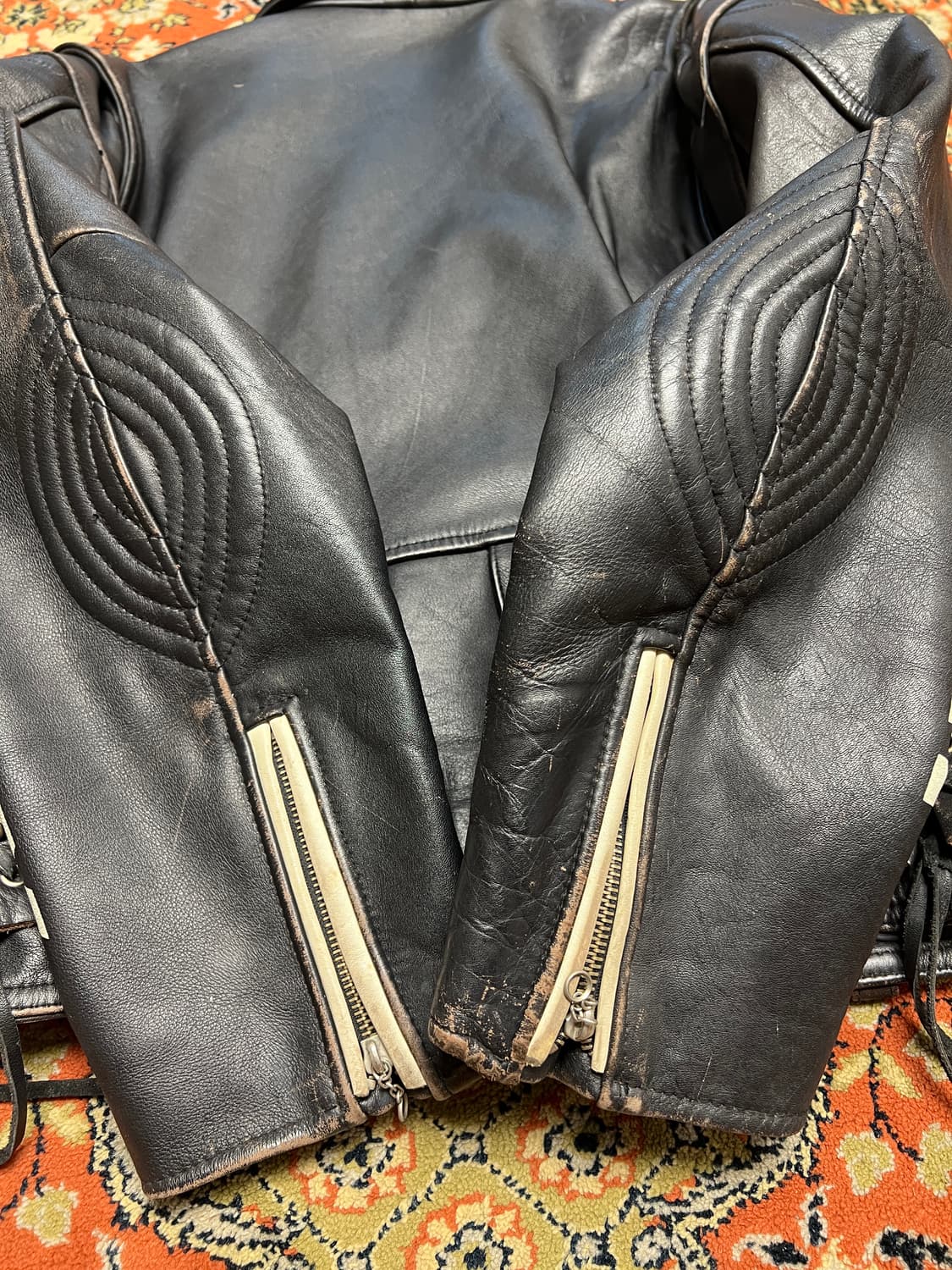 리플레이 빈티지 가죽 바이커 더블 라이더 자켓 M 상품이미지6