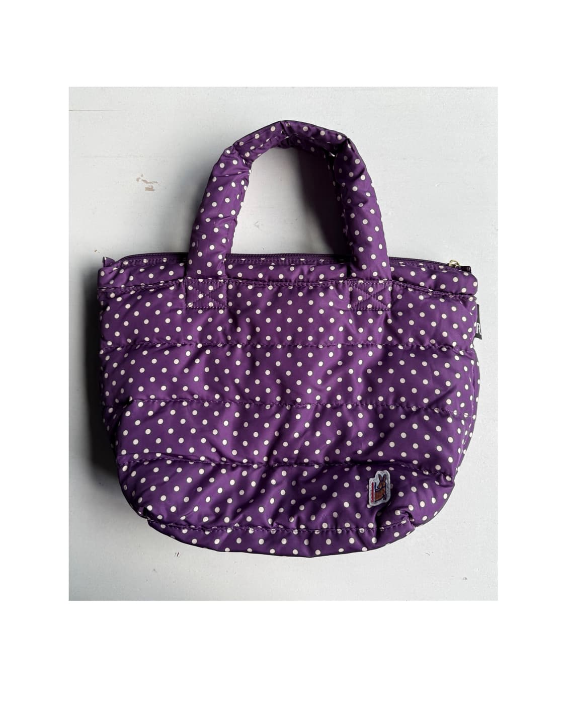 패딩 도트백 포도색 보라색 땡땡이 가방 토트백 일본빈티지 상품이미지1