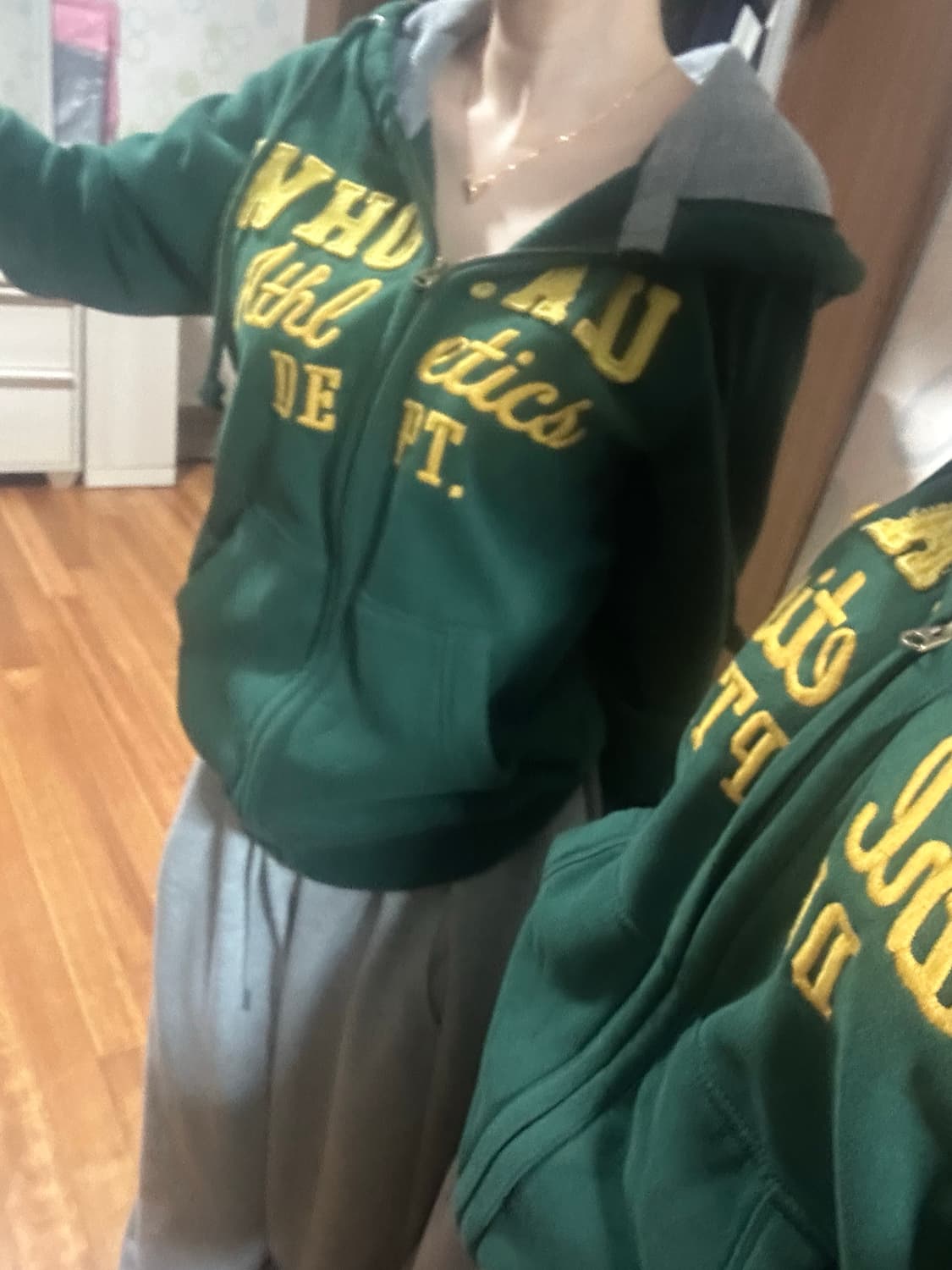 후아유 초록색 후드집업 상품이미지3