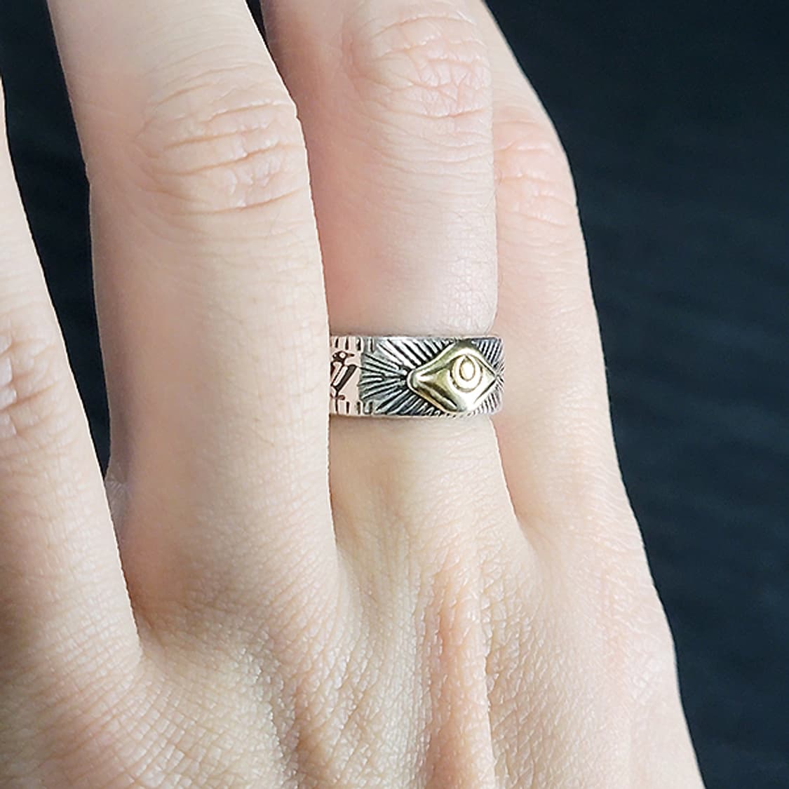 Solivis 실버 남자 엔틱 빈티지 명품 고대 일루미나티 눈 반지 상품이미지6