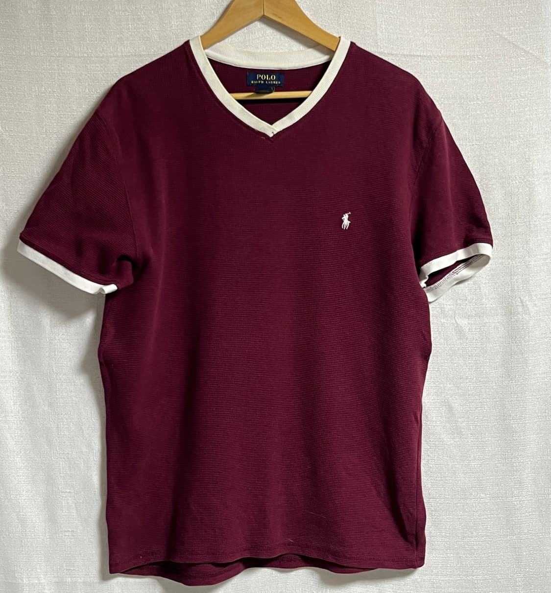 공용 폴로 랄프로렌 와플 브이넥 링거 티셔츠 L 상품이미지1
