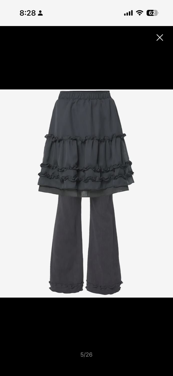 플레어업 러플 스커트 팬츠 차콜 상품이미지2
