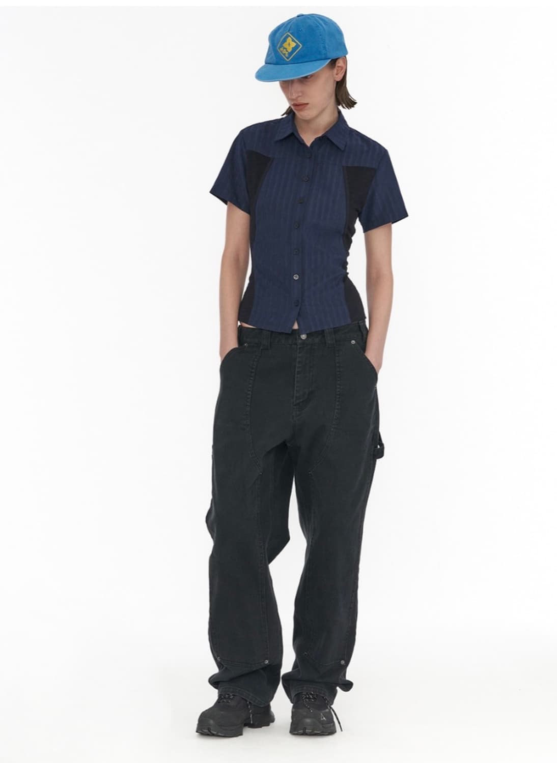 새상품) 웰빙익스프레스 Half  Sleeve Shirt Navy 상품이미지3