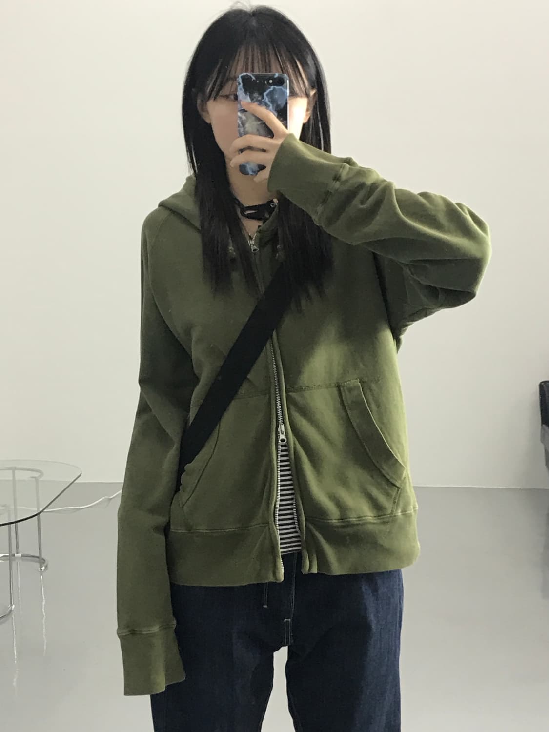 JPN RAGEBLUE 카키 후드집업 상품이미지1