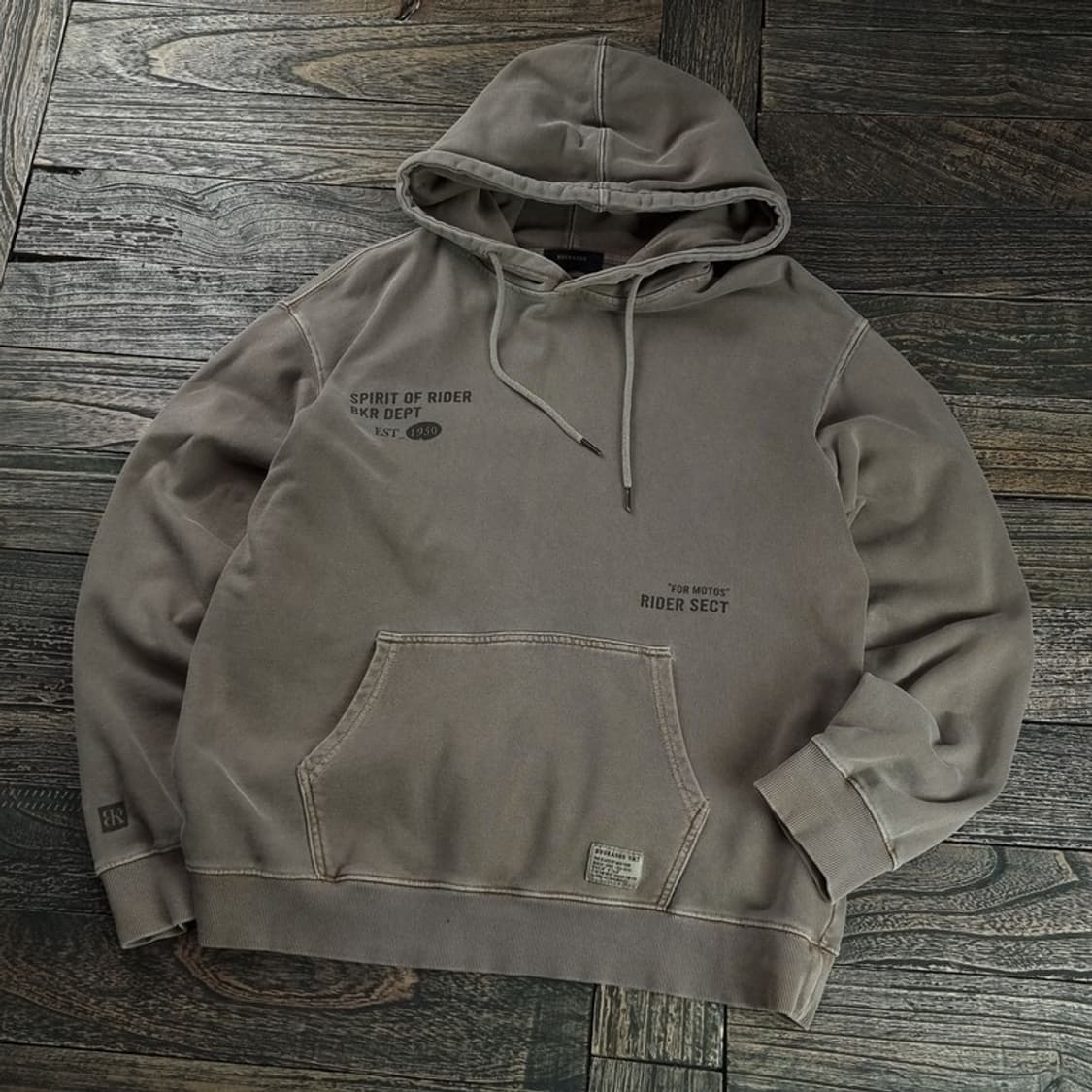 [버커루] 빈티지 워시드 그래픽 프린팅 오버핏 후드티 M18013 상품이미지1