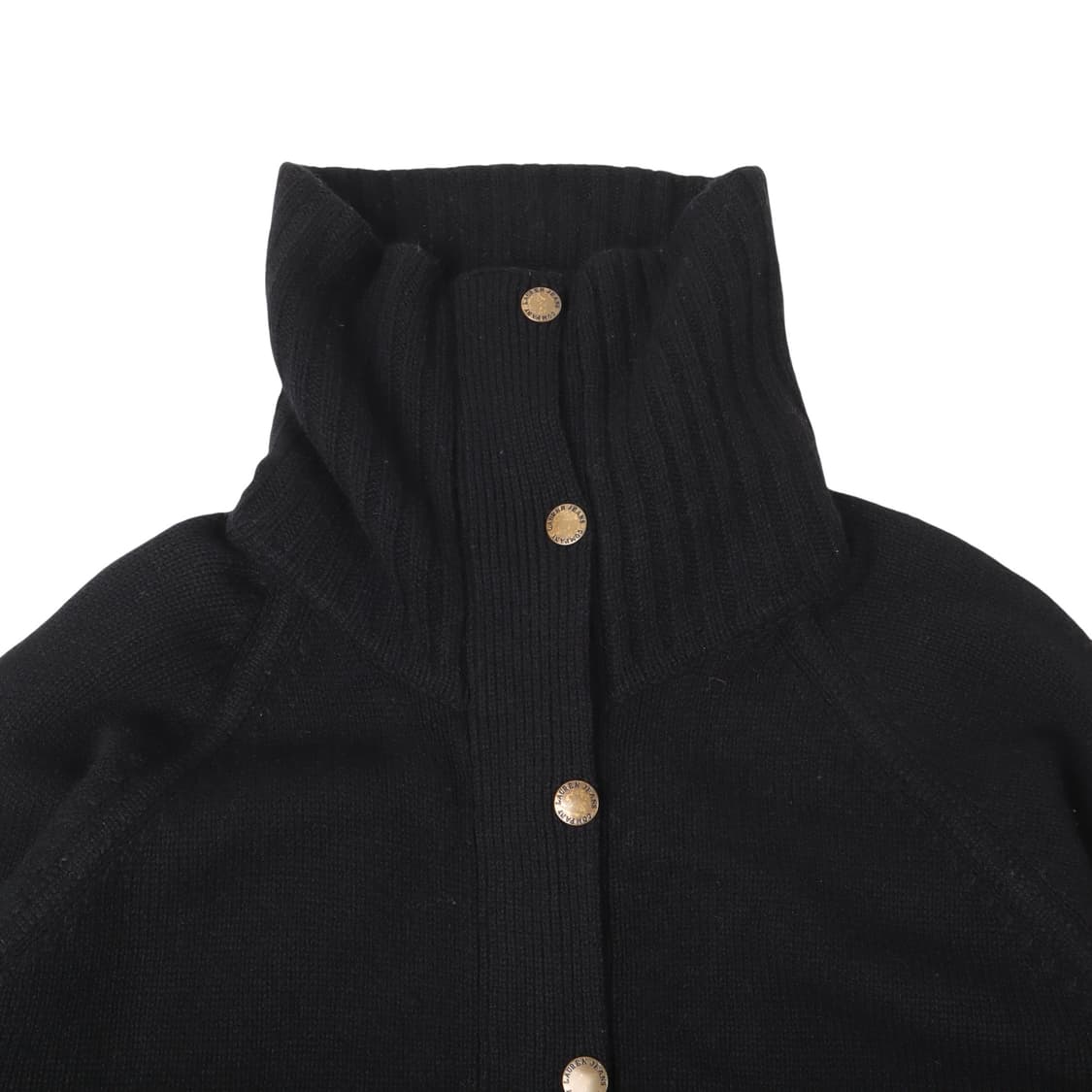 로렌 랄프로렌 블랙 하이넥 폴라 울 스냅 가디건 상품이미지3