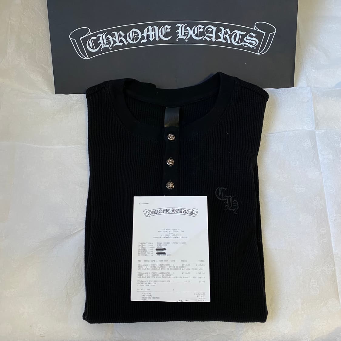 [L] 크롬하츠 크로스볼 와플 헨리넥 블랙 상품이미지1