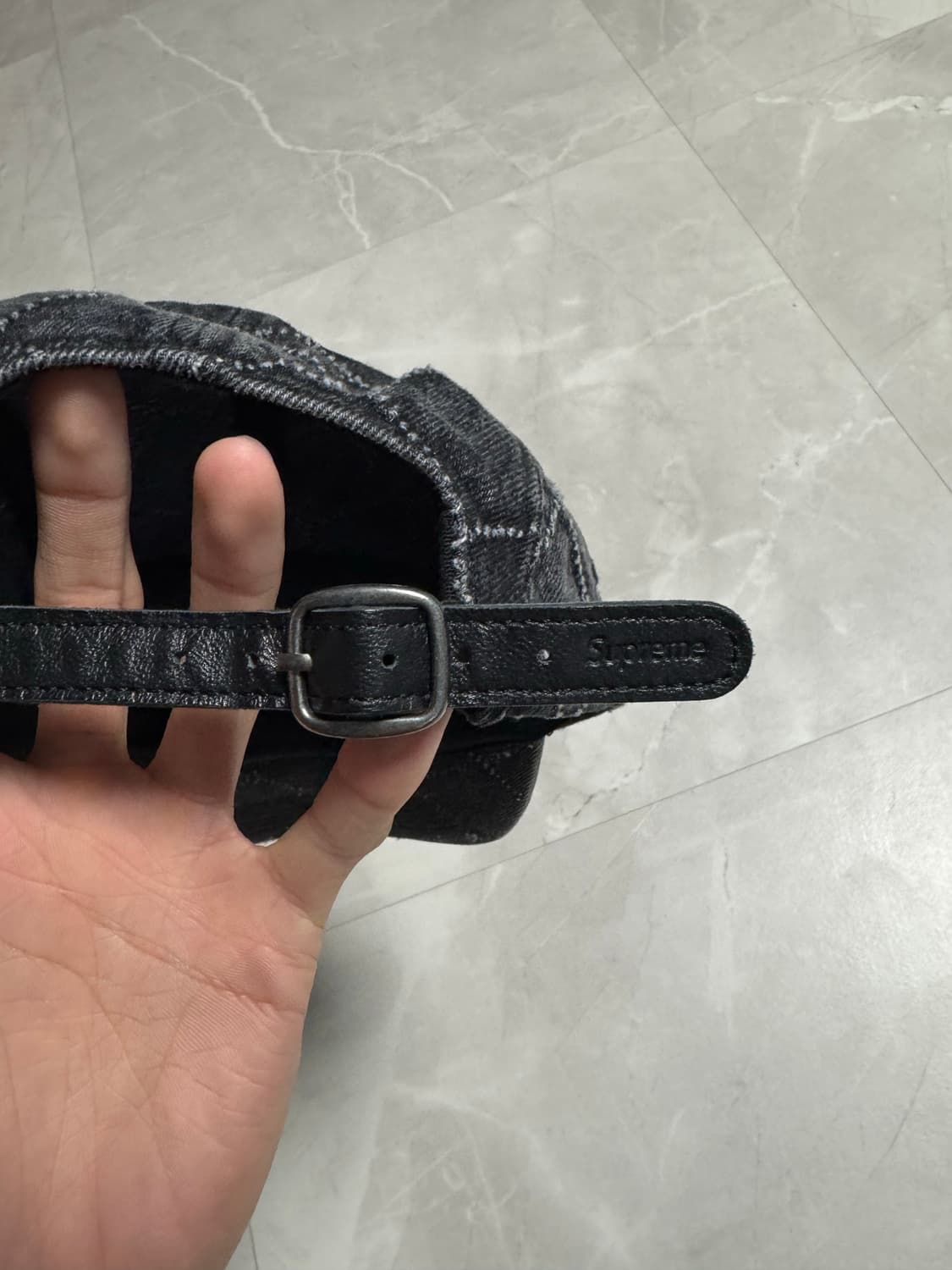 슈프림 펀치드 데님 캠프캡 블랙 상품이미지4