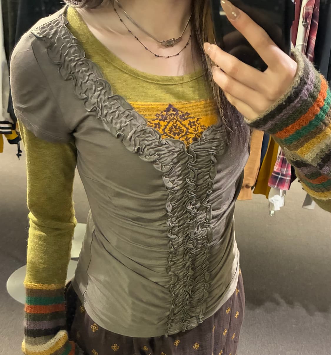 9)Japanese vintage 여성 프릴 디테일 숏 슬리브 상품이미지2