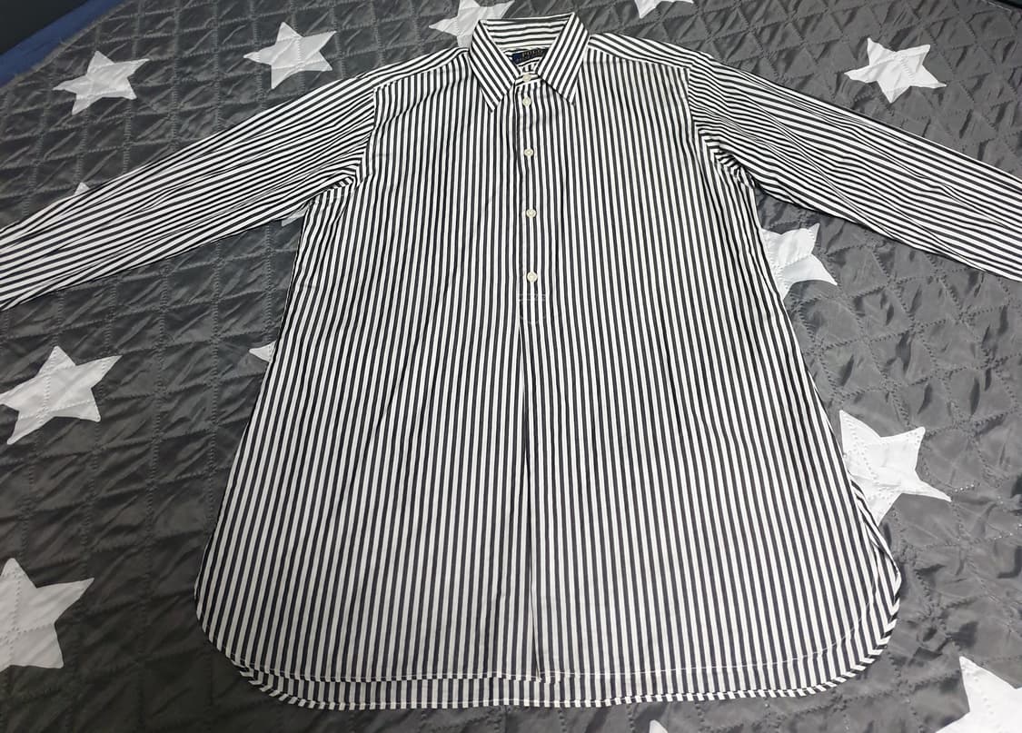 폴로랄프로렌 소매 레터링 로고 반버튼 스트라이프 긴팔셔츠 블랙 (S) 상품이미지1