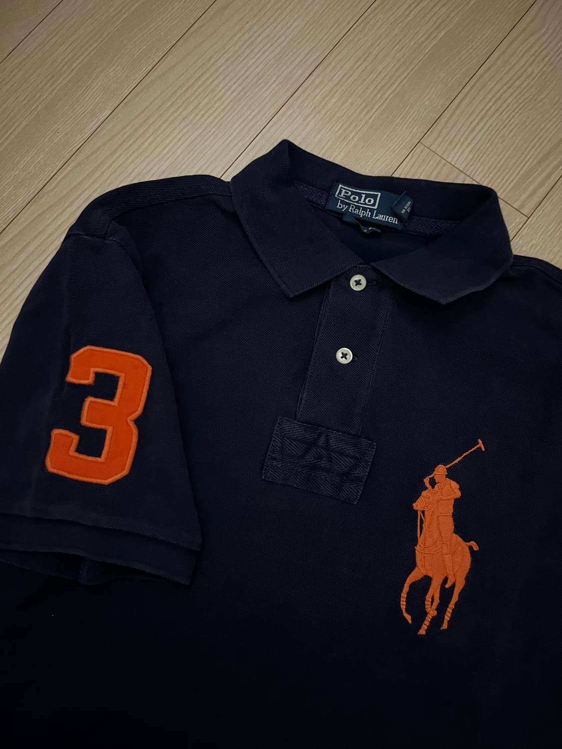 폴로 네이비 커스텀핏 빅포니백넘버 반팔 카라 티 M 상품이미지1