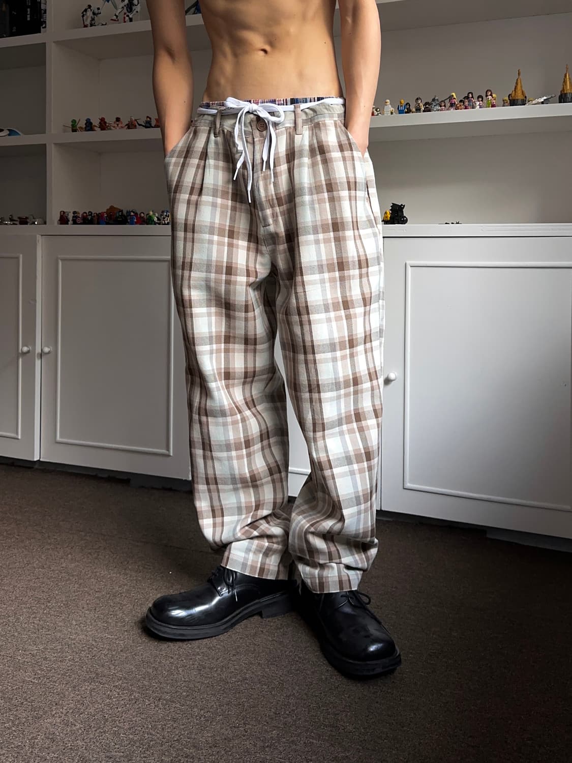 Niko And ... 트윌 체크 와이드 트라우저 상품이미지2