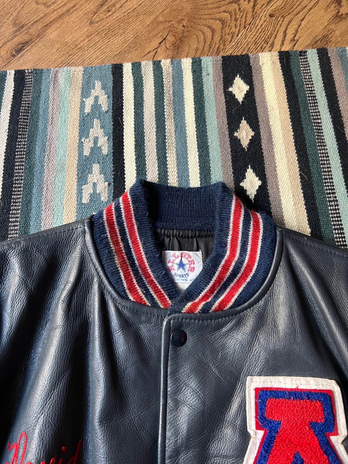 [L]90's Made in USA 올스타 리얼레더 바시티 자켓 상품이미지2